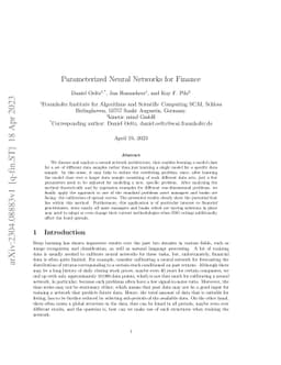 Parameterized Neural Networks for Finance