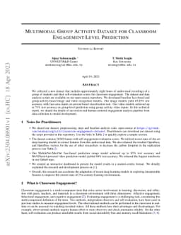 Multimodal Group Activity Dataset for Classroom Engagement Level
  Prediction