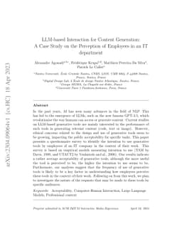 LLM-based Interaction for Content Generation: A Case Study on the
  Perception of Employees in an IT department