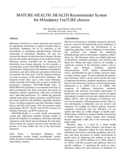 MATURE-HEALTH: HEALTH Recommender System for MAndatory FeaTURE choices