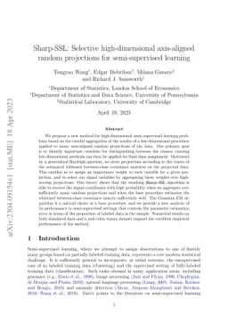 Sharp-SSL: Selective high-dimensional axis-aligned random projections
  for semi-supervised learning