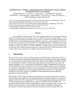 FastMRI Prostate: A Publicly Available, Biparametric MRI Dataset to
  Advance Machine Learning for Prostate Cancer Imaging