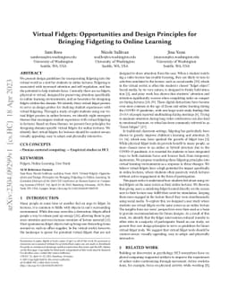 Virtual Fidgets: Opportunities and Design Principles for Bringing
  Fidgeting to Online Learning