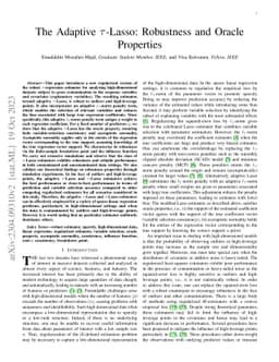 The Adaptive $τ$-Lasso: Robustness and Oracle Properties