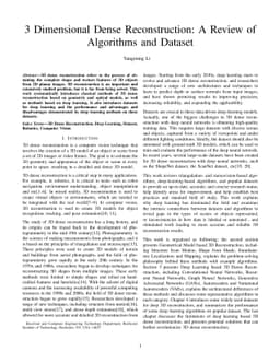 3 Dimensional Dense Reconstruction: A Review of Algorithms and Dataset