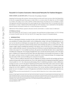 Towards Co-Creative Generative Adversarial Networks for Fashion
  Designers