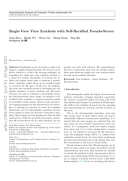 Single-View View Synthesis with Self-Rectified Pseudo-Stereo