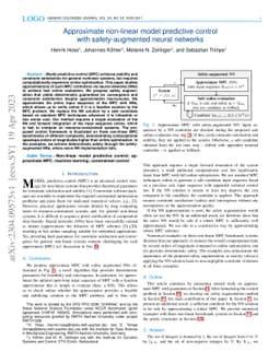 Approximate non-linear model predictive control with safety-augmented
  neural networks