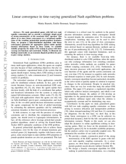 Linear convergence in time-varying generalized Nash equilibrium problems
