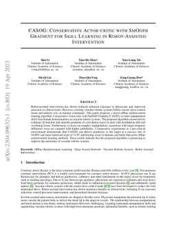 CASOG: Conservative Actor-critic with SmOoth Gradient for Skill Learning
  in Robot-Assisted Intervention