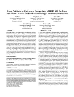 From Artifacts to Outcomes: Comparison of HMD VR, Desktop, and Slides
  Lectures for Food Microbiology Laboratory Instruction
