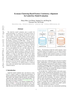 K-means Clustering Based Feature Consistency Alignment for Label-free
  Model Evaluation