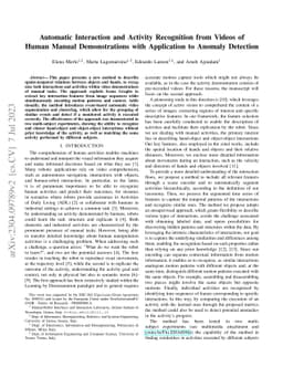 Automatic Interaction and Activity Recognition from Videos of Human
  Manual Demonstrations with Application to Anomaly Detection