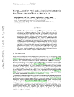 Generalization and Estimation Error Bounds for Model-based Neural
  Networks
