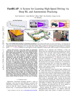 FastRLAP: A System for Learning High-Speed Driving via Deep RL and
  Autonomous Practicing