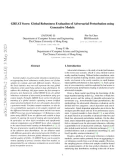 GREAT Score: Global Robustness Evaluation of Adversarial Perturbation
  using Generative Models