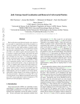 Jedi: Entropy-based Localization and Removal of Adversarial Patches