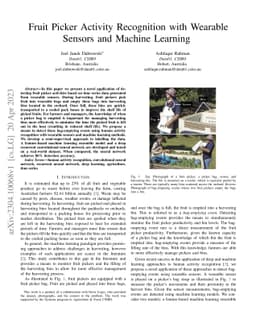 Fruit Picker Activity Recognition with Wearable Sensors and Machine
  Learning
