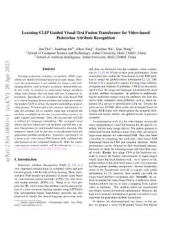 Learning CLIP Guided Visual-Text Fusion Transformer for Video-based
  Pedestrian Attribute Recognition