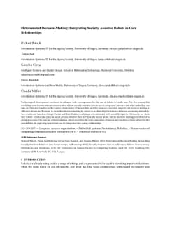Heteromated Decision-Making: Integrating Socially Assistive Robots in
  Care Relationships