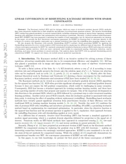 Linear Convergence of Reshuffling Kaczmarz Methods With Sparse
  Constraints
