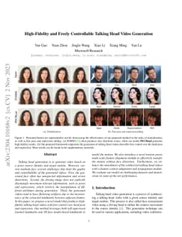 High-Fidelity and Freely Controllable Talking Head Video Generation