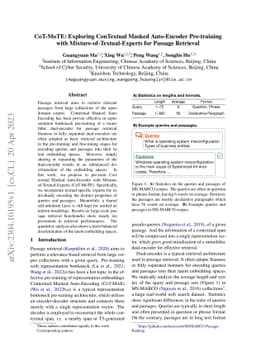 CoT-MoTE: Exploring ConTextual Masked Auto-Encoder Pre-training with
  Mixture-of-Textual-Experts for Passage Retrieval