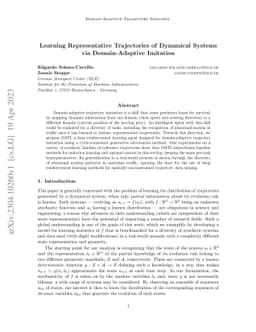 Learning Representative Trajectories of Dynamical Systems via
  Domain-Adaptive Imitation