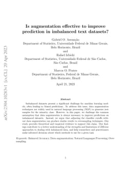 Is augmentation effective to improve prediction in imbalanced text
  datasets?
