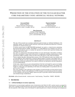 Prediction of the evolution of the nuclear reactor core parameters using
  artificial neural network