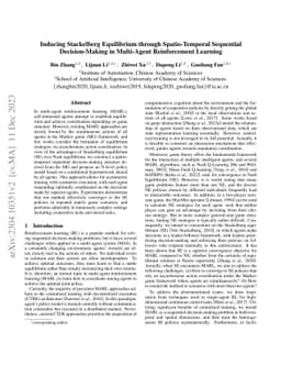 Inducing Stackelberg Equilibrium through Spatio-Temporal Sequential
  Decision-Making in Multi-Agent Reinforcement Learning