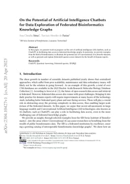 On the Potential of Artificial Intelligence Chatbots for Data
  Exploration of Federated Bioinformatics Knowledge Graphs
