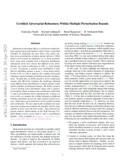 Certified Adversarial Robustness Within Multiple Perturbation Bounds