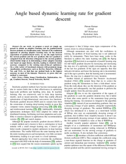 Angle based dynamic learning rate for gradient descent