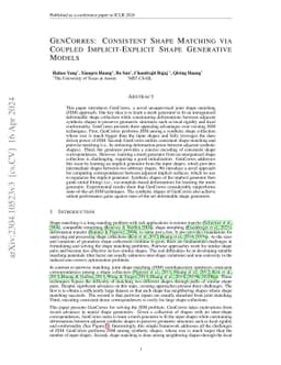GenCorres: Consistent Shape Matching via Coupled Implicit-Explicit Shape
  Generative Models
