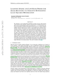 Learning Sparse and Low-Rank Priors for Image Recovery via Iterative
  Reweighted Least Squares Minimization