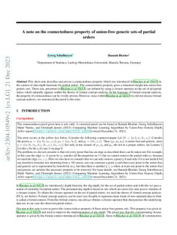A note on the connectedness property of union-free generic sets of
  partial orders