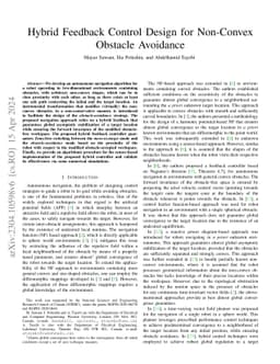 Hybrid Feedback Control Design for Non-Convex Obstacle Avoidance