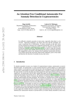 An Attention Free Conditional Autoencoder For Anomaly Detection in
  Cryptocurrencies