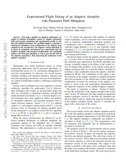 Experimental Flight Testing of an Adaptive Autopilot with Parameter
  Drift Mitigation