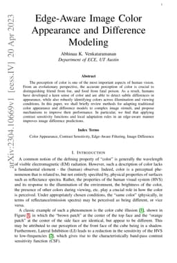 Edge-Aware Image Color Appearance and Difference Modeling