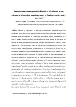 Energy management system for biological 3D printing by the refinement of
  manifold model morphing in flexible grasping space