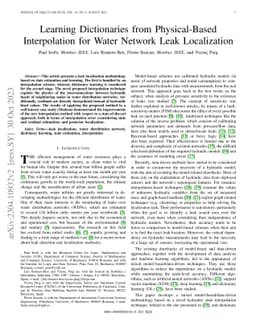 Learning Dictionaries from Physical-Based Interpolation for Water
  Network Leak Localization