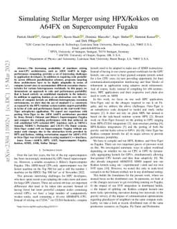 Simulating Stellar Merger using HPX/Kokkos on A64FX on Supercomputer
  Fugaku