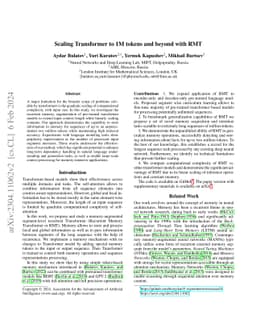 Scaling Transformer to 1M tokens and beyond with RMT