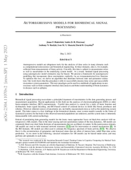 Autoregressive models for biomedical signal processing