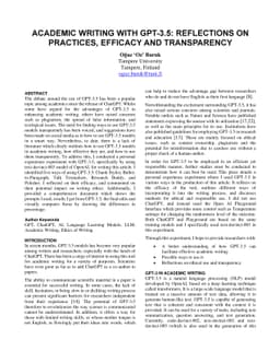Academic Writing with GPT-3.5: Reflections on Practices, Efficacy and
  Transparency