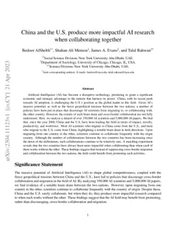 China and the U.S. produce more impactful AI research when collaborating
  together