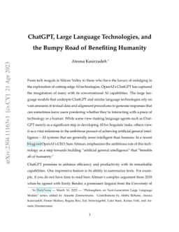 ChatGPT, Large Language Technologies, and the Bumpy Road of Benefiting
  Humanity