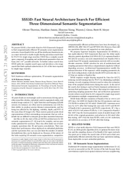 SSS3D: Fast Neural Architecture Search For Efficient Three-Dimensional
  Semantic Segmentation